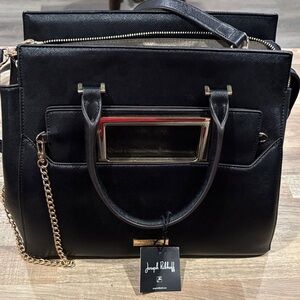 Joseph Ribkoff Black Satchel with Gold Accents